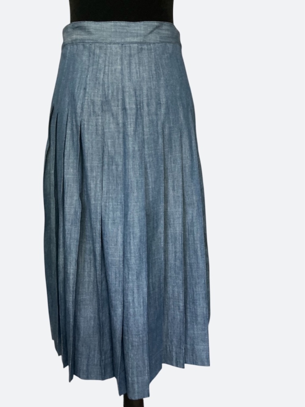 J Crew Collection Pleated Midi Skirt Blue Denim Chambray NWT SZ 4 - Picture 5 of 7